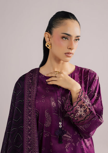 Purple Embroidered Lawn Dress Online in Dubai UAE Abudhabi Ajman Sharjah