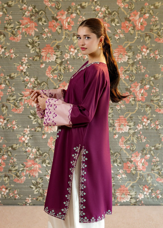 Purple Embroidered Lawn Kurta Online in Dubai DXB UAE Abudhabi Meena Bazaar