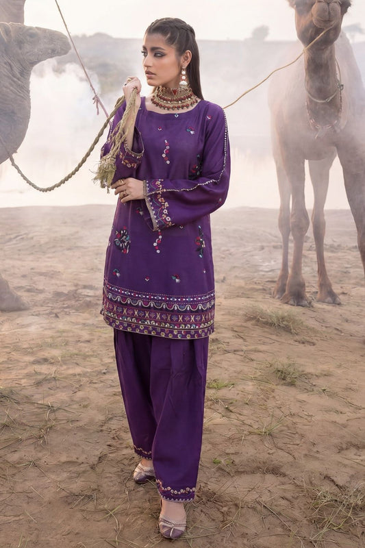 Purple Embroidered Lawn Kurta Shalwar Online in Dubai UAE Abudhabi Ajman Sharjah