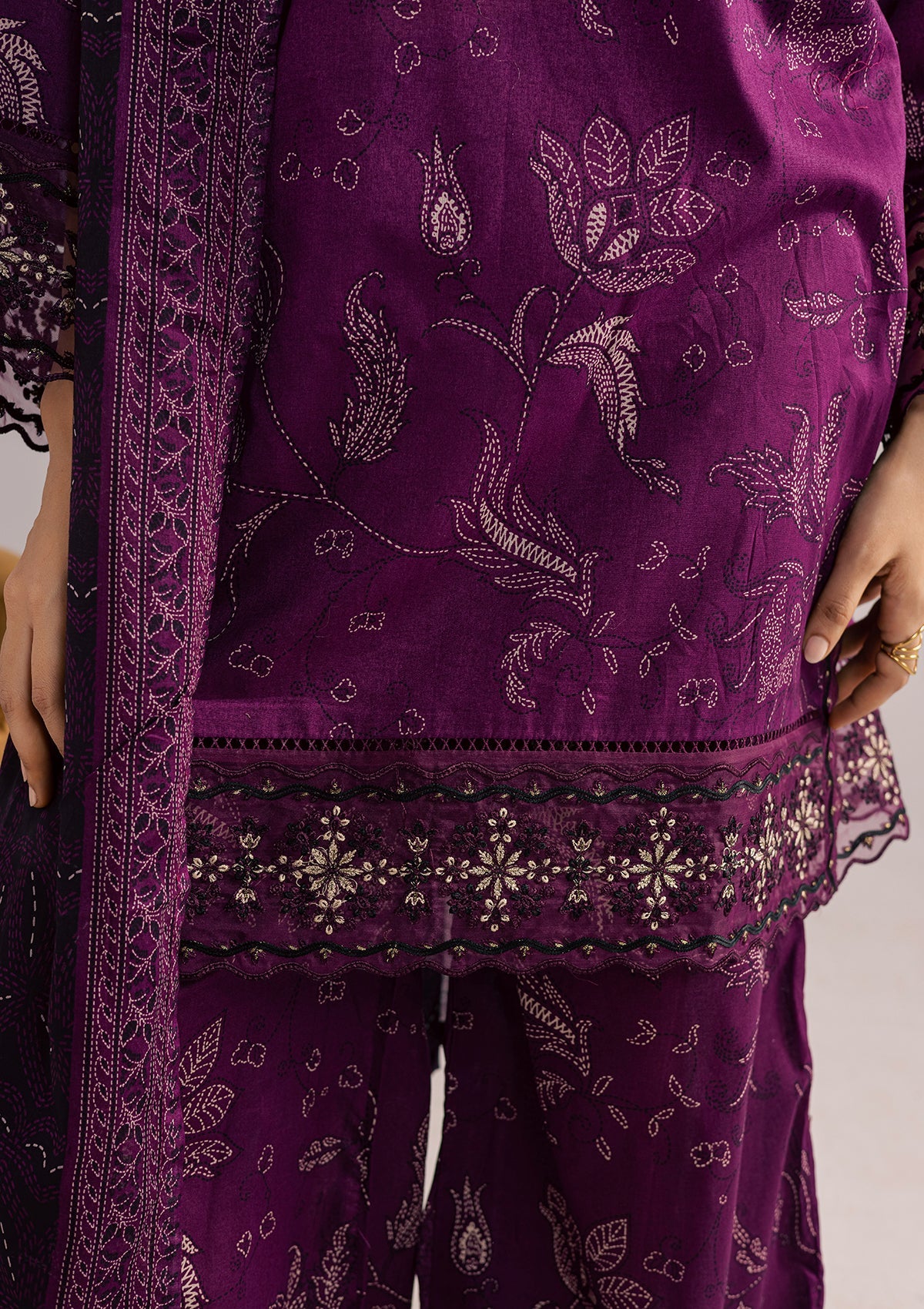 Purple Embroidered Lawn Pakistani Suit Online in Sri Lanka India Australia