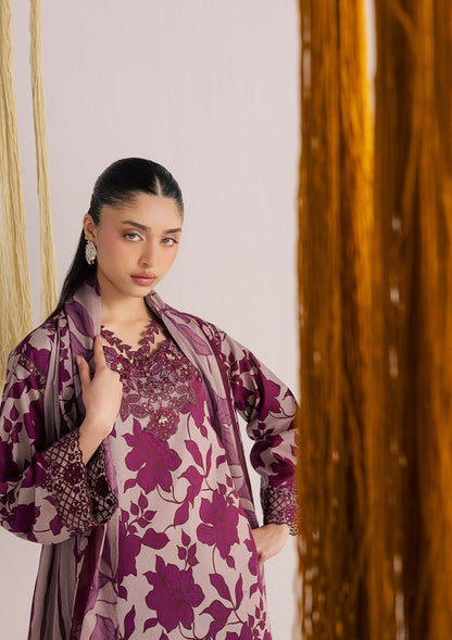 Purple Embroidered Lawn Salwar Kameez Online in Dubai UAE Abudhabi Ajman Sharjah