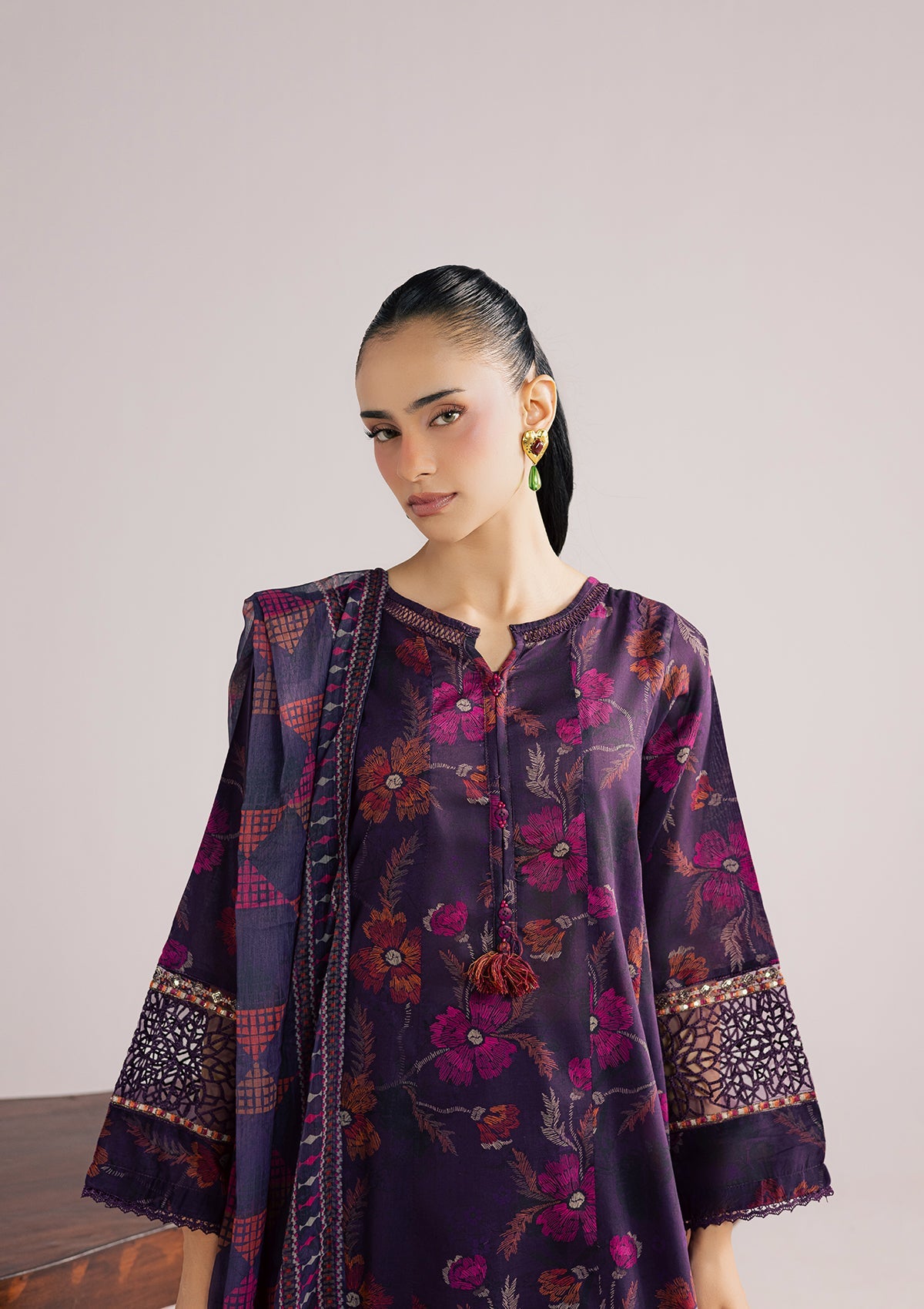 Purple Embroidered Lawn Suit for Summer Online in Dubai UAE Abudhabi Ajman Sharjah