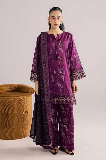 Purple Embroidered Lawn Suit Online in Dubai UAE Abudhabi Ajman Sharjah