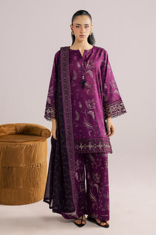 Purple Embroidered Lawn Suit Online in Dubai UAE Abudhabi Ajman Sharjah
