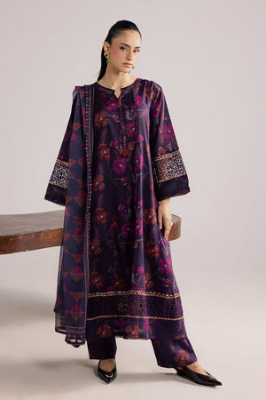 Purple Embroidered Lawn Suit with Chiffon Dupatta Online in Dubai UAE Abudhabi Ajman Sharjah