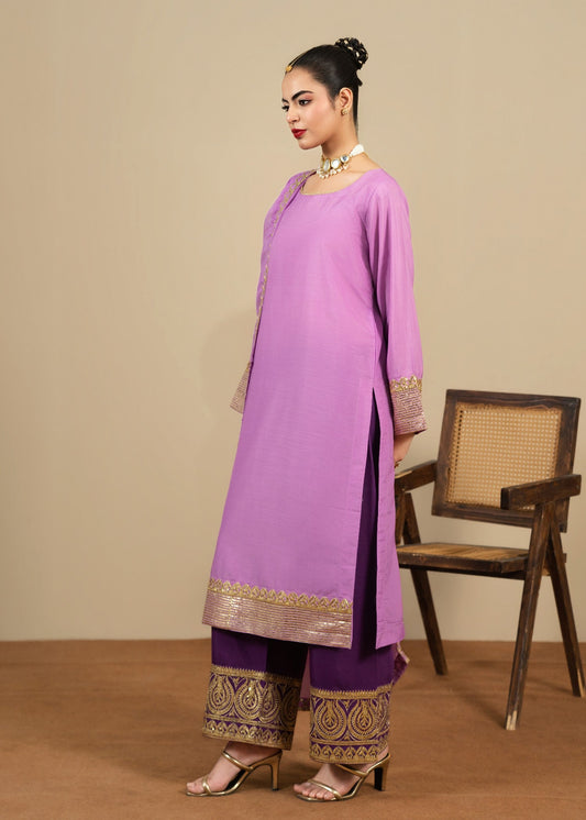 Purple Embroidered Pakistani Designer Suit Online in UK USA Canada