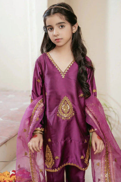 Purple Embroidered Viscose Raw Silk Suit Online in Dubai UAE Abudhabi Ajman Sharjah
