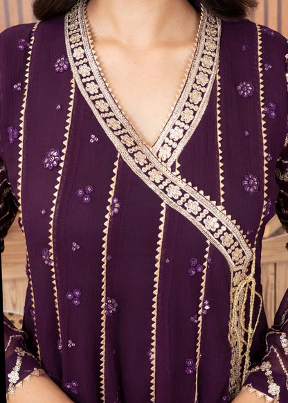 Purple Festive Wear Chiffon Suit Online in Dubai DXB UAE Abudhabi Meena Bazaar