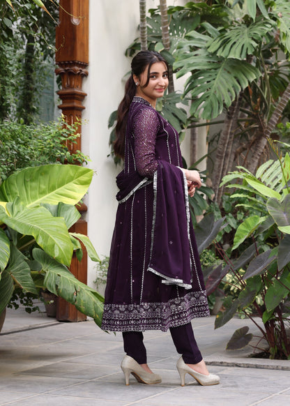 Purple Flared Pishwas Set for Girls Online in Dubai UAE Abudhabi Ajman Sharjah