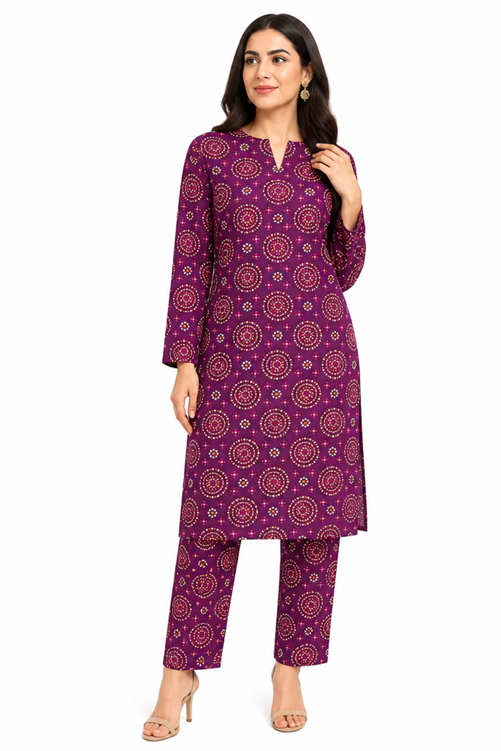 Purple Geometric Print AirJet Lawn Ladies Suit Online in Dubai UAE Abudhabi Ajman Sharjah