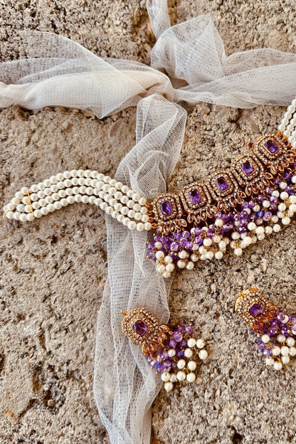 Purple Gold Choker Set Online in Dubai UAE Abudhabi Ajman Sharjah