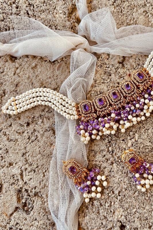 Purple Gold Choker Set Online in Dubai UAE Abudhabi Ajman Sharjah