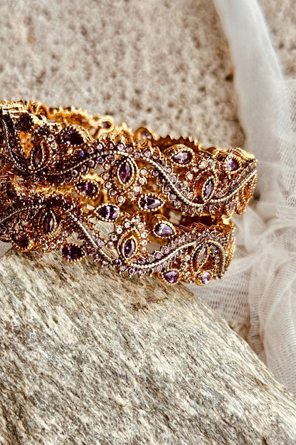 Purple Gold Plated Stone Bangles Online in Dubai UAE Abudhabi Ajman Sharjah