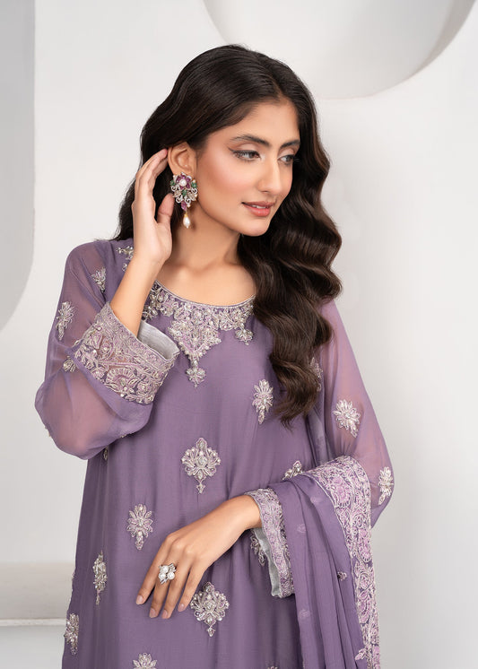 Purple Hand Embellished Chiffon Kurta Online in Dubai DXB UAE Abudhabi Meena Bazaar