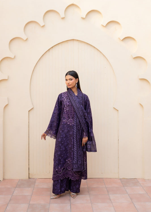 Purple Heart Embroidered Khaddar Unstitched Suit Online in UK USA Canada