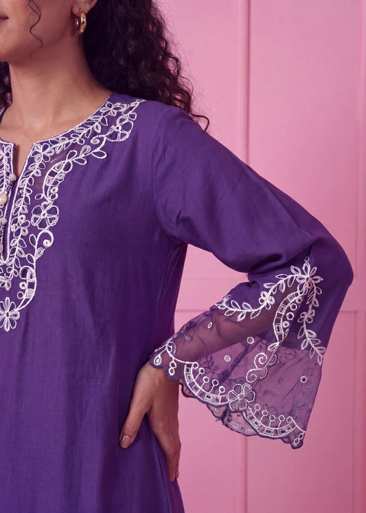 Purple Heart Patchwork Dhanak Kurta Set Online in Sri Lanka India Australia