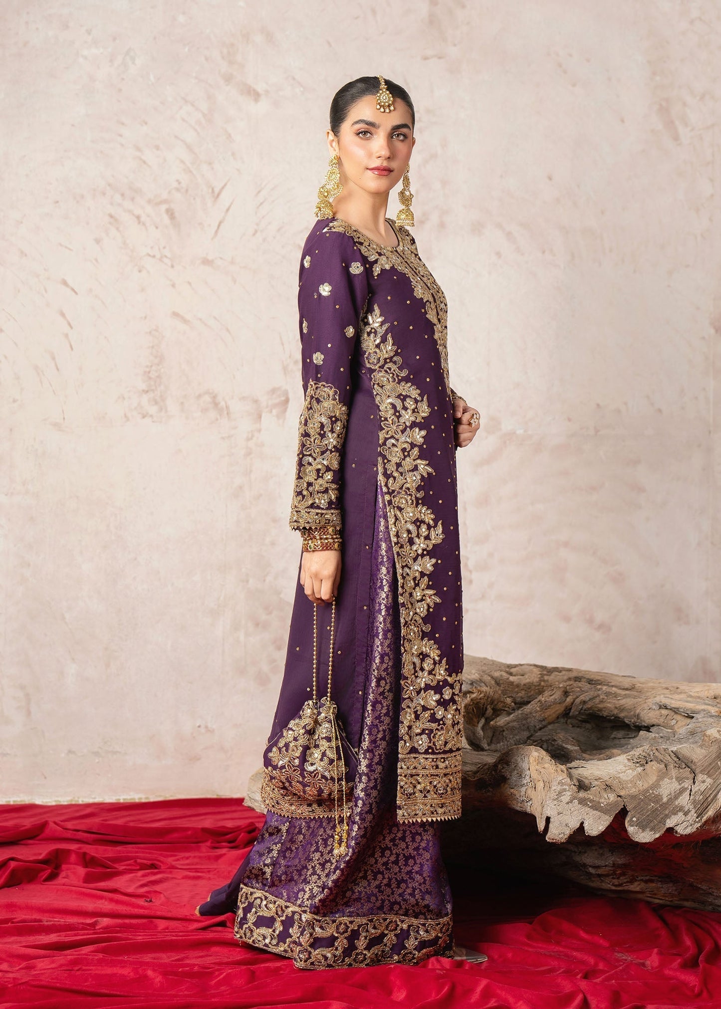 Purple Jamawar Chiffon Festive Wear Suit Online in Sri Lanka India Australia