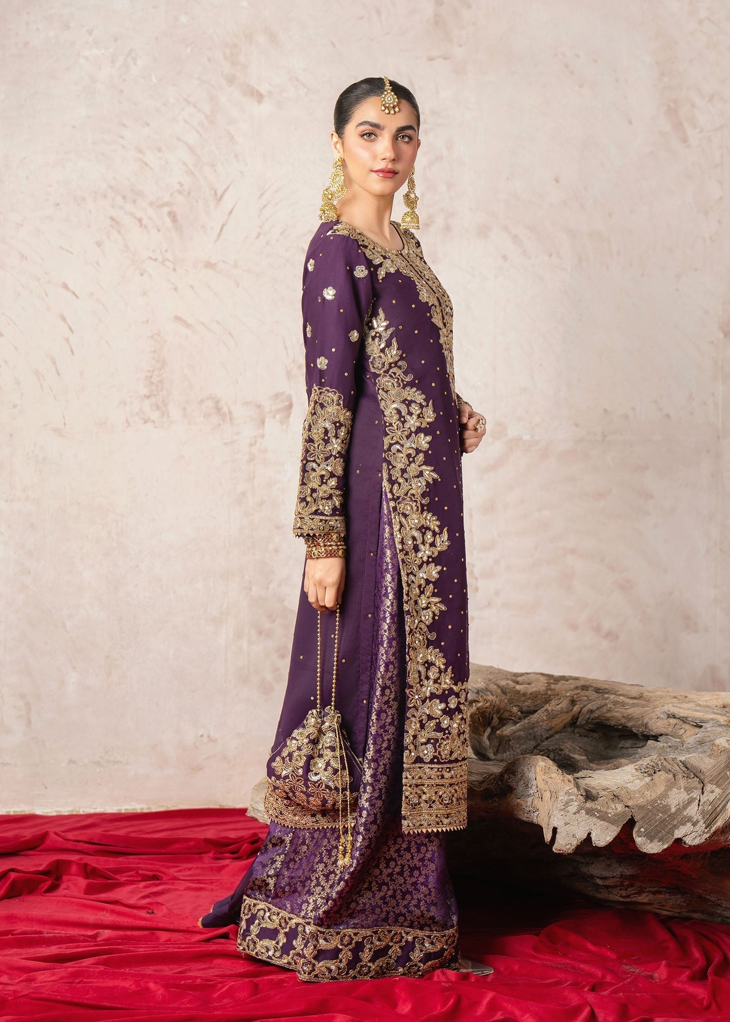Purple Jamawar Chiffon Festive Wear Suit Online in Sri Lanka India Australia