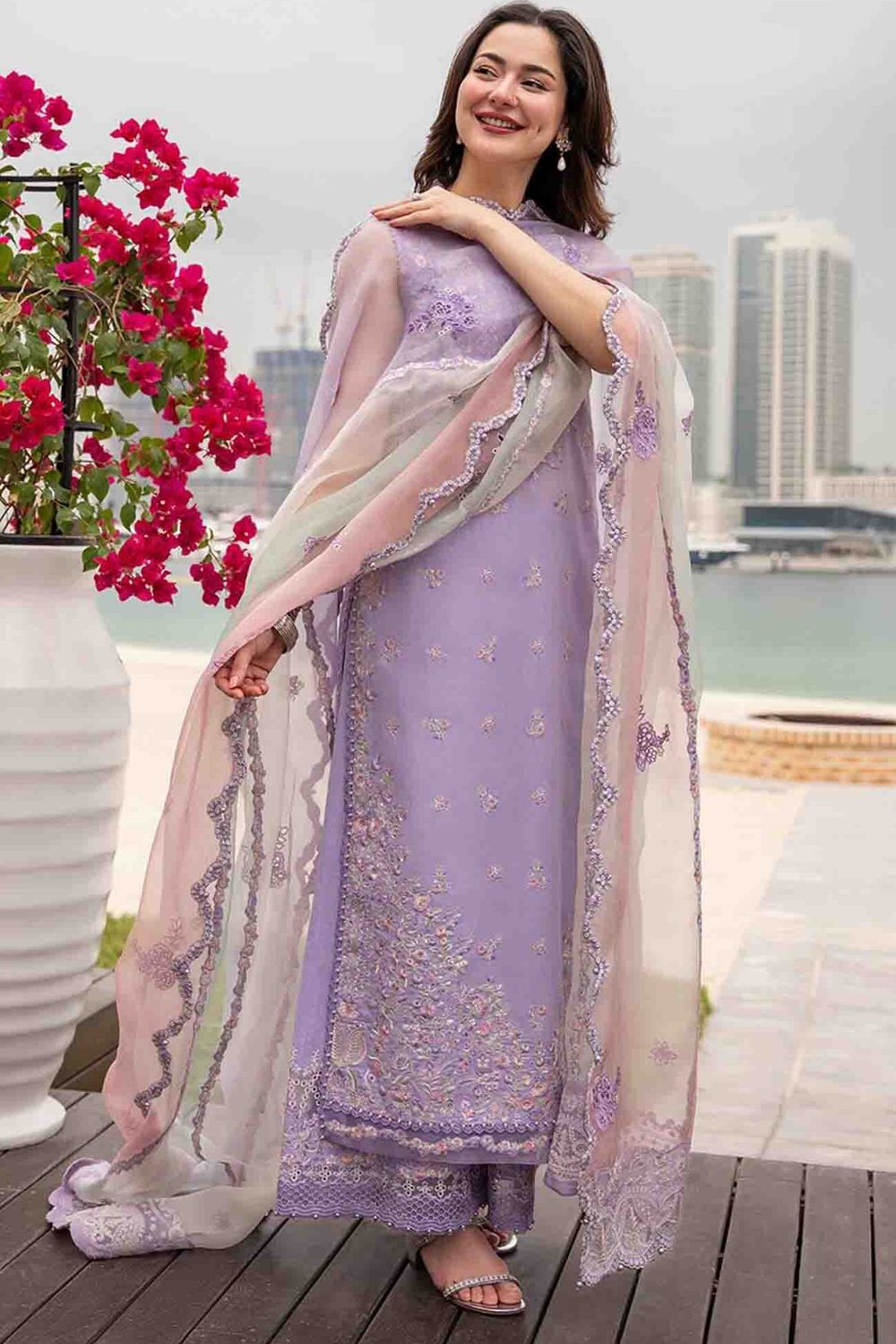Purple Lawn Faiza Saqlain Designer Suit Online in Dubai UAE Abudhabi Ajman Sharjah
