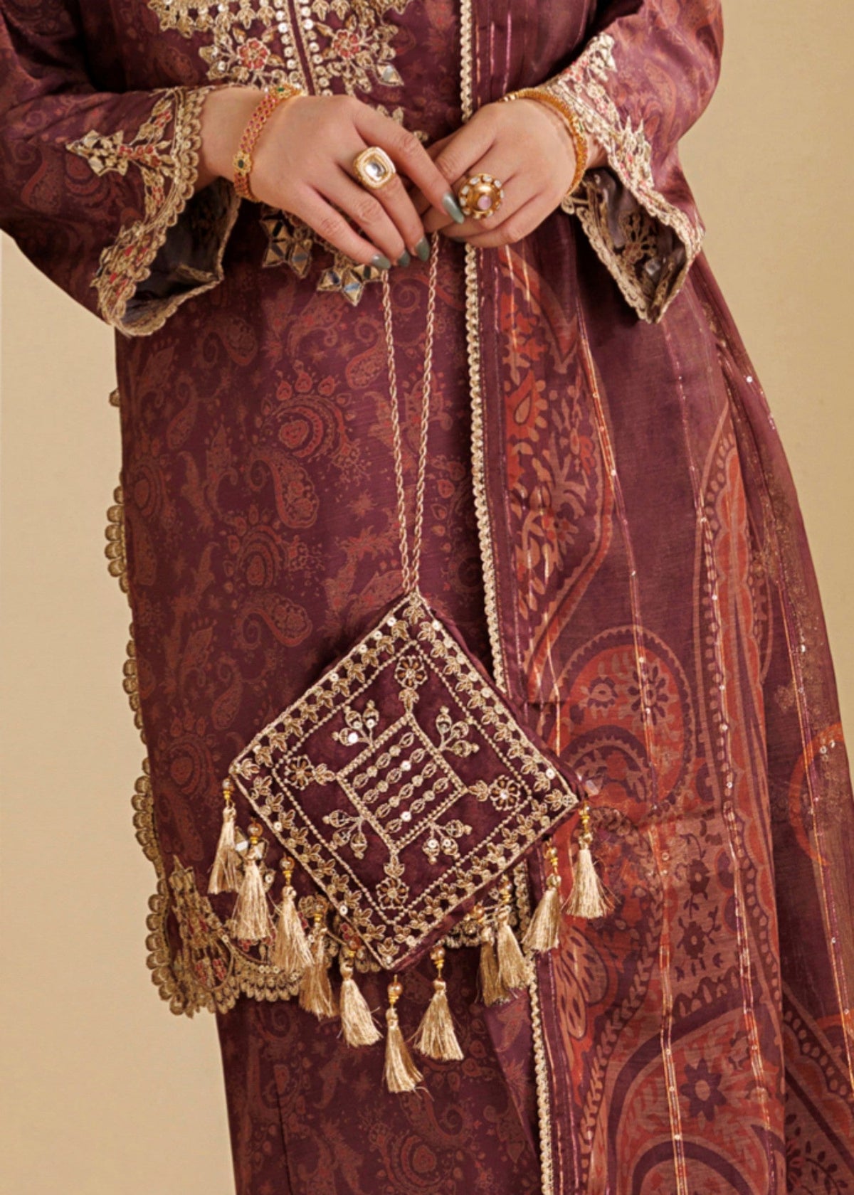 Purple Leather Potli Bag Online in KSA Riyadh Saudi Arabia Oman Bahrain Qatar