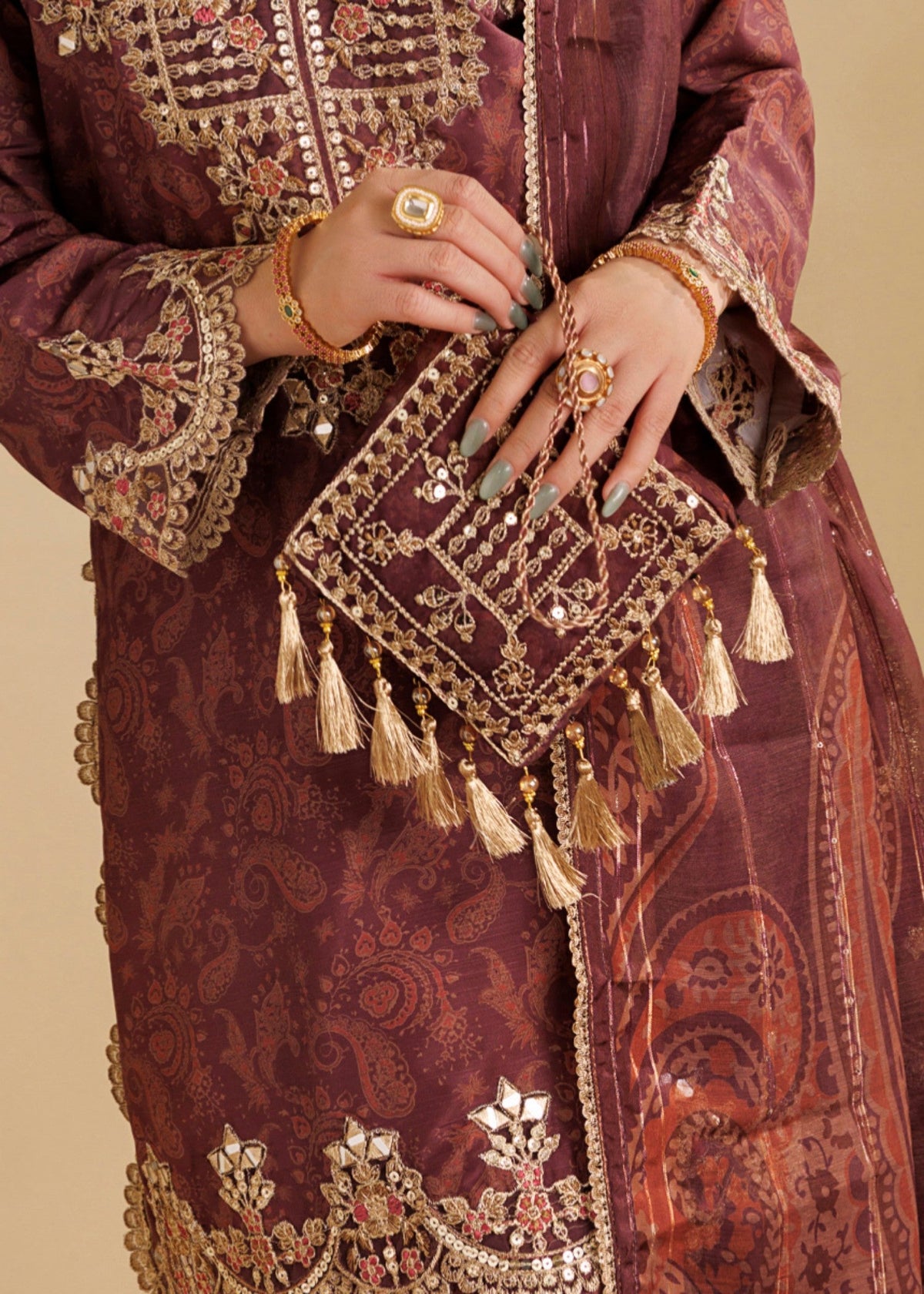 Purple Leather Potli Bag Online in UK USA Canada