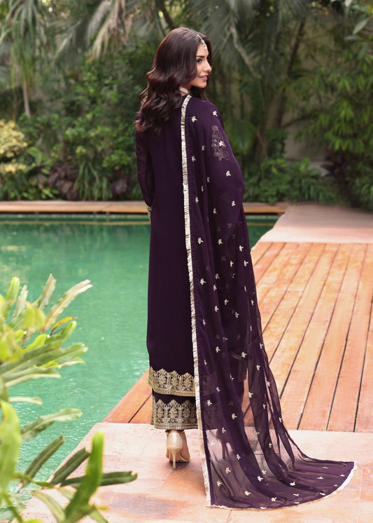 Purple Long Kurta Chiffon Dupatta Set Online in Dubai DXB UAE Abudhabi Meena Bazaar