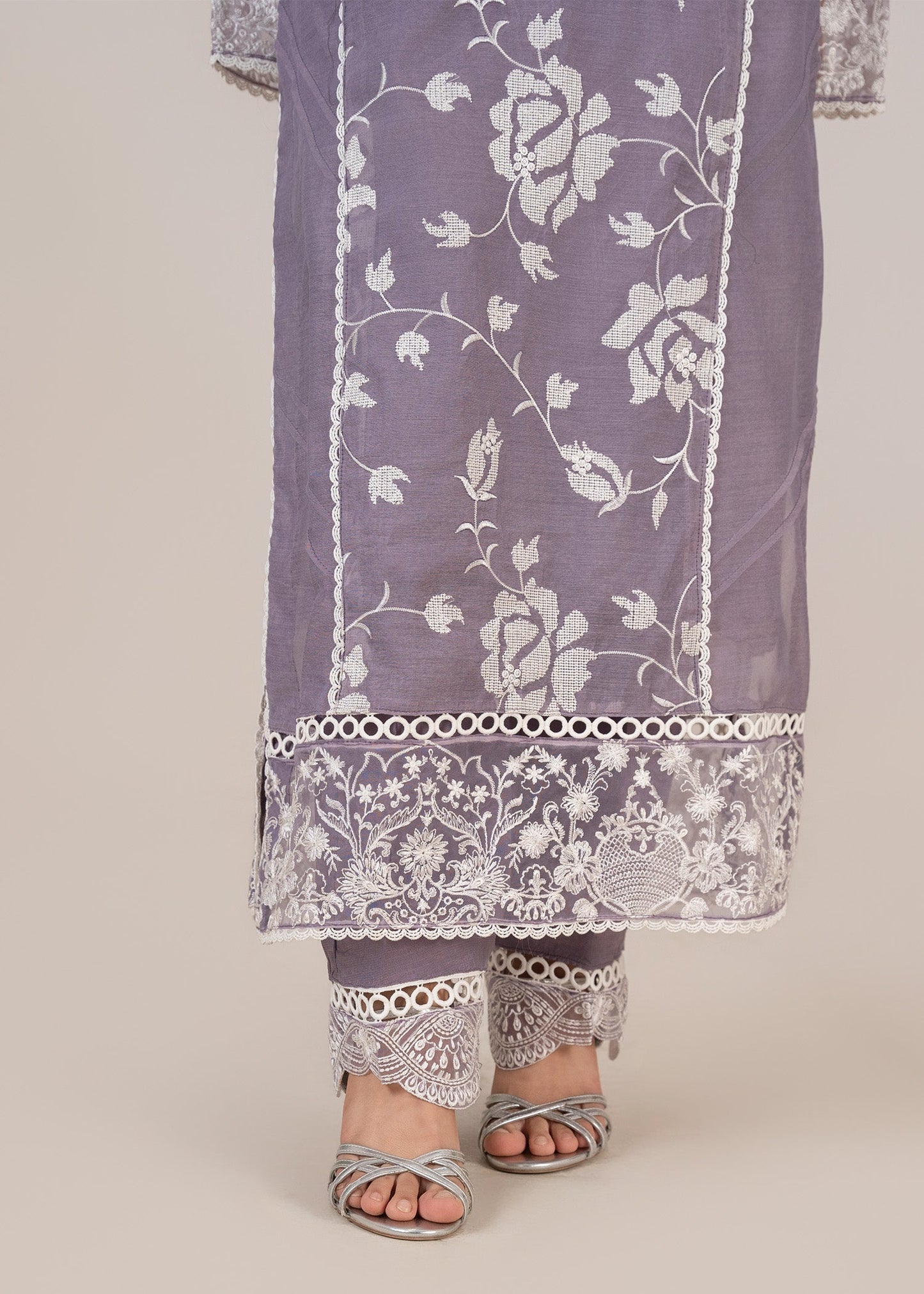 Purple Long Kurta with White Embroidery Online in Dubai DXB UAE Abudhabi Meena Bazaar