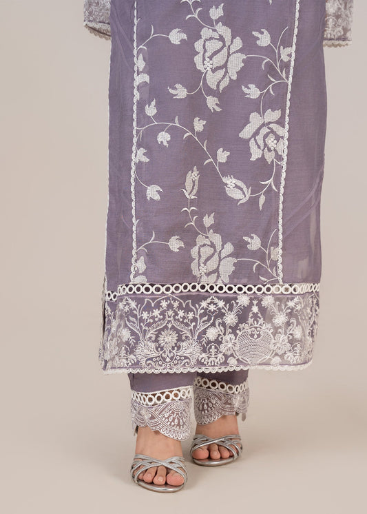 Purple Long Kurta with White Embroidery Online in Dubai DXB UAE Abudhabi Meena Bazaar