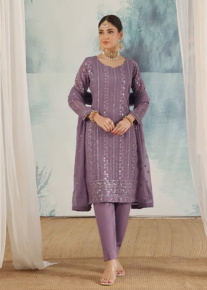 Purple Mountain Majesty Chiffon Kurta Set Online in Dubai DXB UAE Abudhabi Meena Bazaar