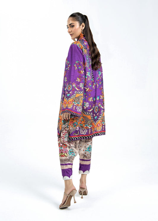 Purple Multi Combination Raw Silk Dress Online in Dubai DXB UAE Abudhabi Meena Bazaar