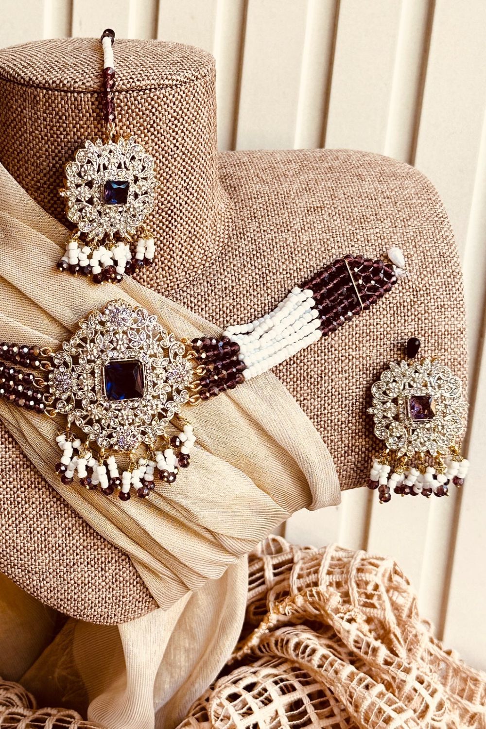 Purple Opera Luxe Choker Necklace Set Online in Dubai UAE Abudhabi Ajman Sharjah
