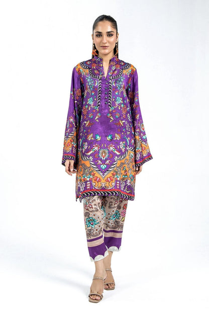Purple Raw Silk Kurta with Loop Front Online in Dubai UAE Abudhabi Ajman Sharjah