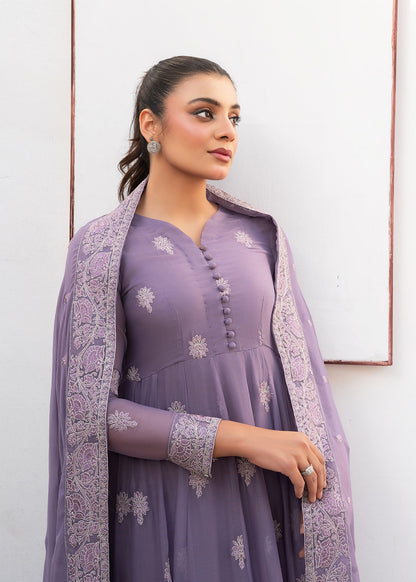 Purple Raw Silk Trouser Chiffon Pishwas Dupatta Set Online in Sri Lanka India Australia