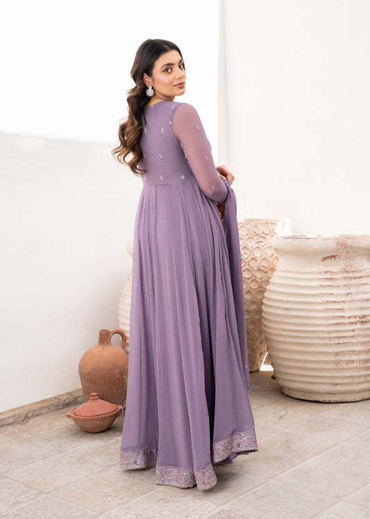 Purple Raw Silk Trouser Chiffon Pishwas Online in Dubai DXB UAE Abudhabi Meena Bazaar