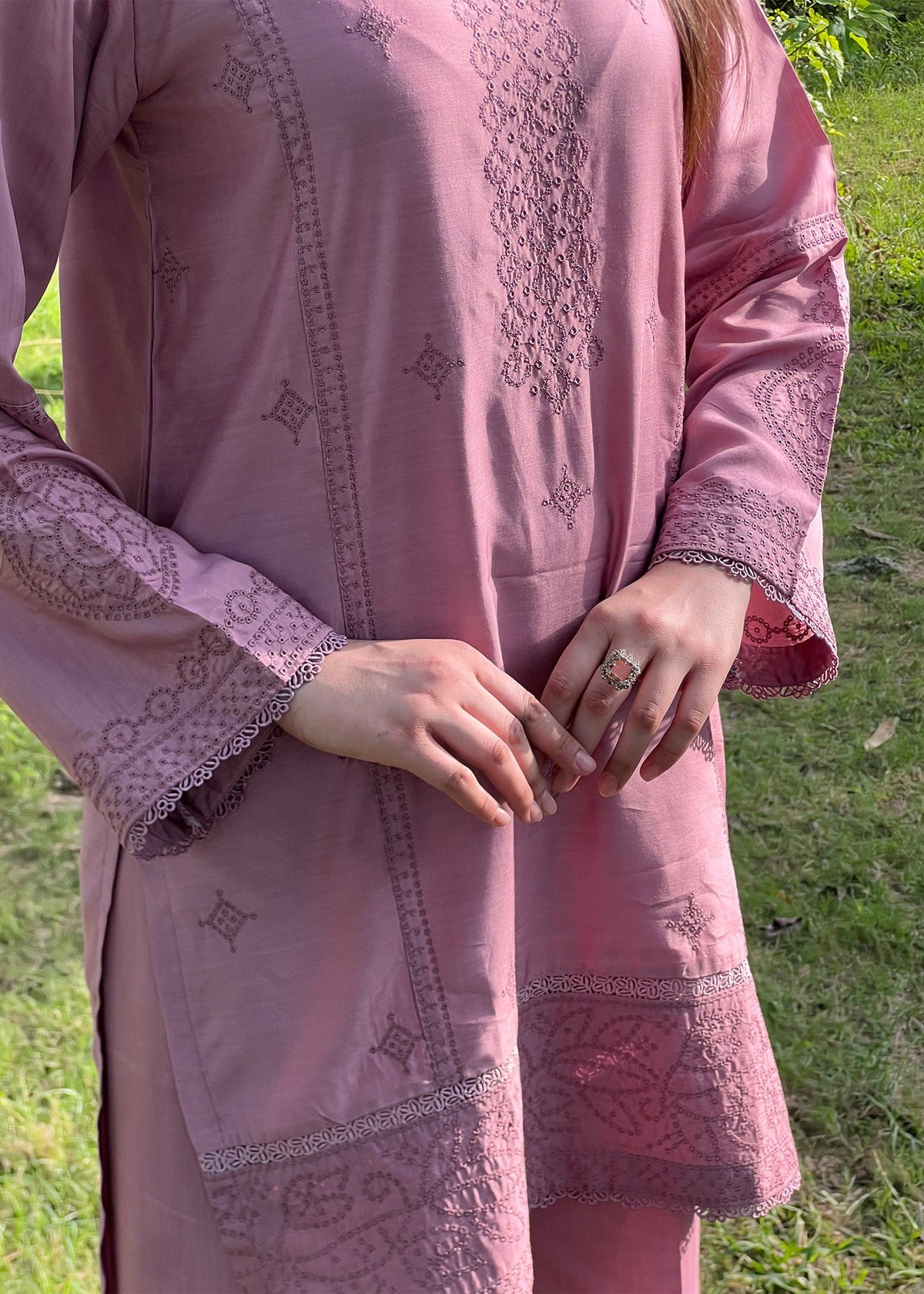 Purple Taupe Embroidered Viscose Raw Silk Designer Salwar Suit Online in Sri Lanka India Australia