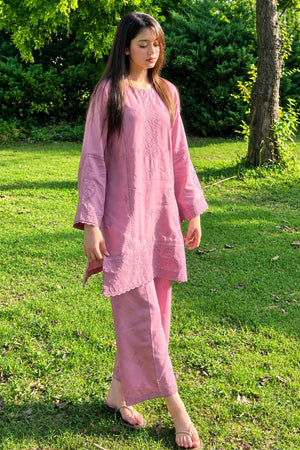 Purple Taupe Embroidered Viscose Raw Silk Suit Online in Dubai UAE Abudhabi Ajman Sharjah