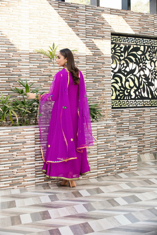 Purple Readymade Pure Chiffon Suit