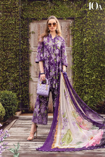 Purple Chikankari Lawn Suit with Chiffon Dupatta