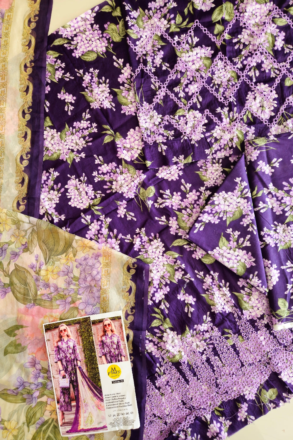 Purple Chikankari Lawn Suit with Chiffon Dupatta