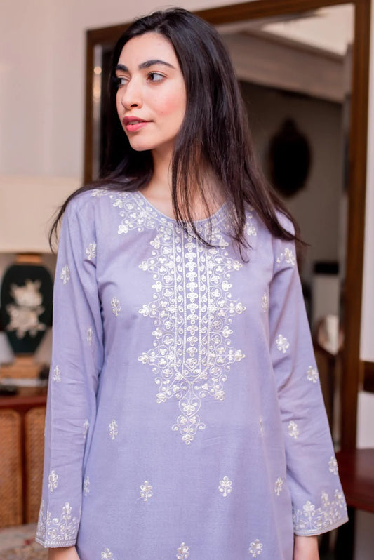 Lilac Kurta with Straight Pants