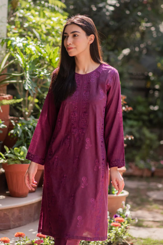 Magenta Purple Kurta with Straight Pants
