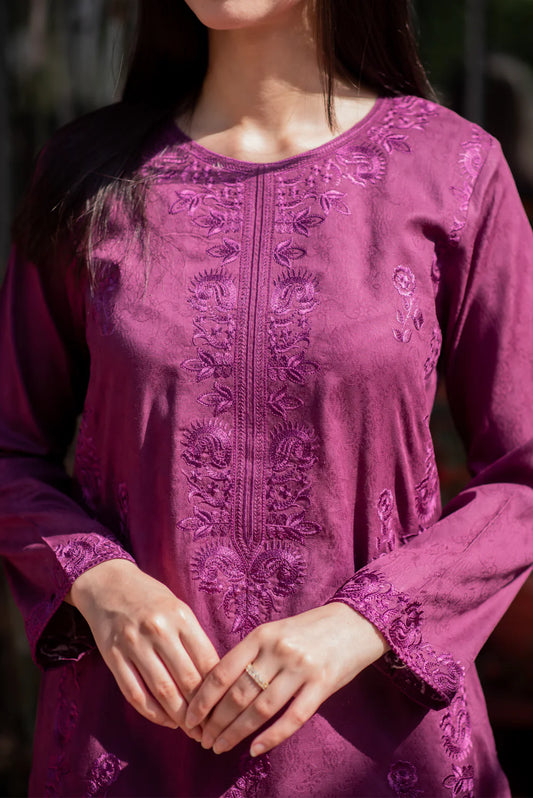 Magenta Purple Kurta with Straight Pants