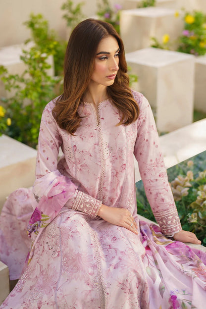 Purple Chikankari Lawn Suit with Chiffon Dupatta