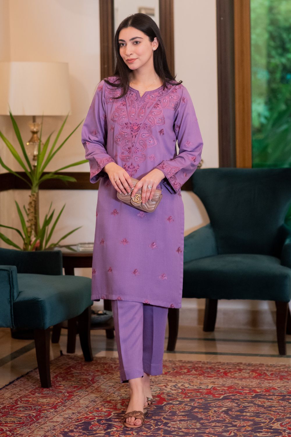 Lilac Kurta with Straight Pants