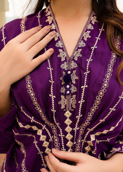 Purple Embroidered Lawn Kaftan