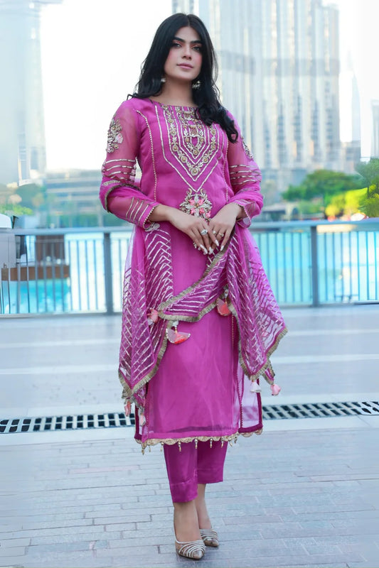 Readymade Purple Pure Organza Suit