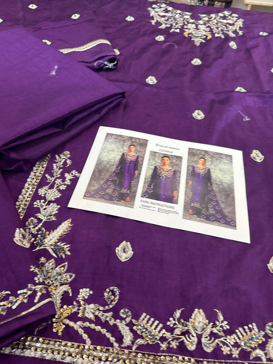 Purple Handmade Raw Silk Suit