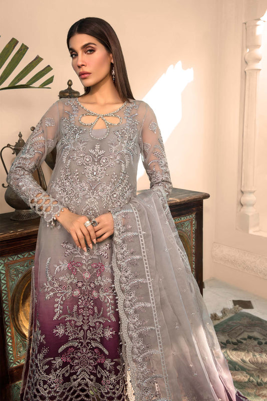 Plum Embroidered Organza Suit