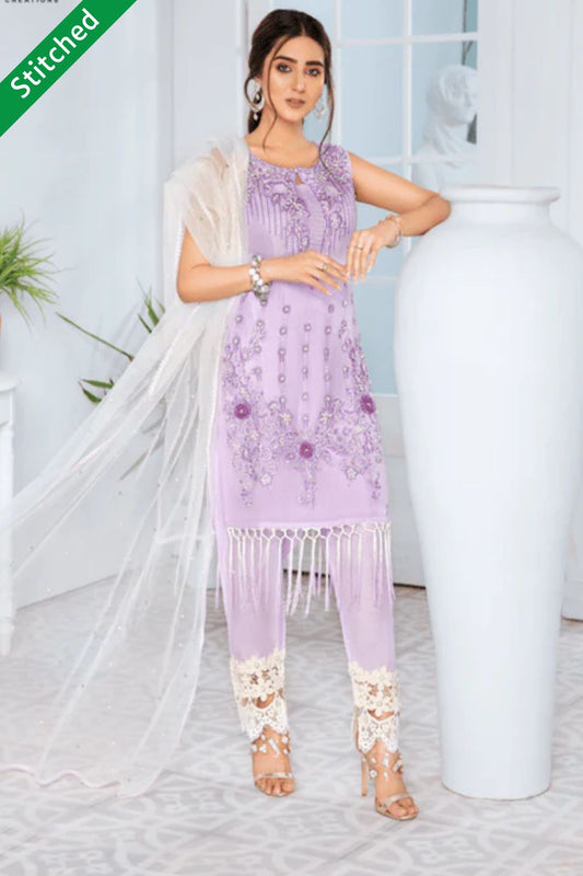 Readymade Lavender Khadi Cotton Pret