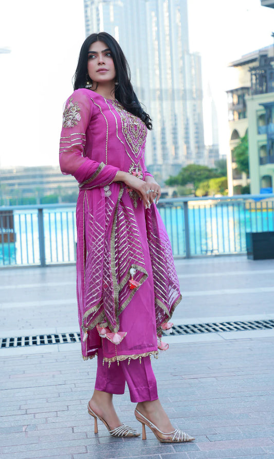 Readymade Purple Pure Organza Suit